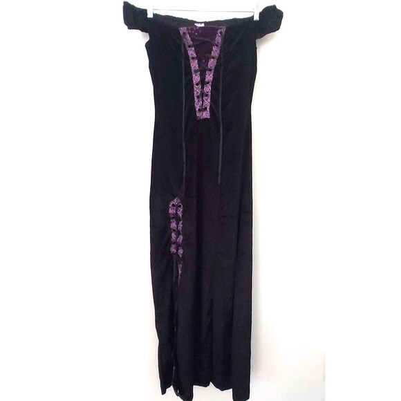 Spirit Black Velvet Costume Dress Halloween Medieval Gothic Witch Gown Maxi Sm. - Picture 1 of 10